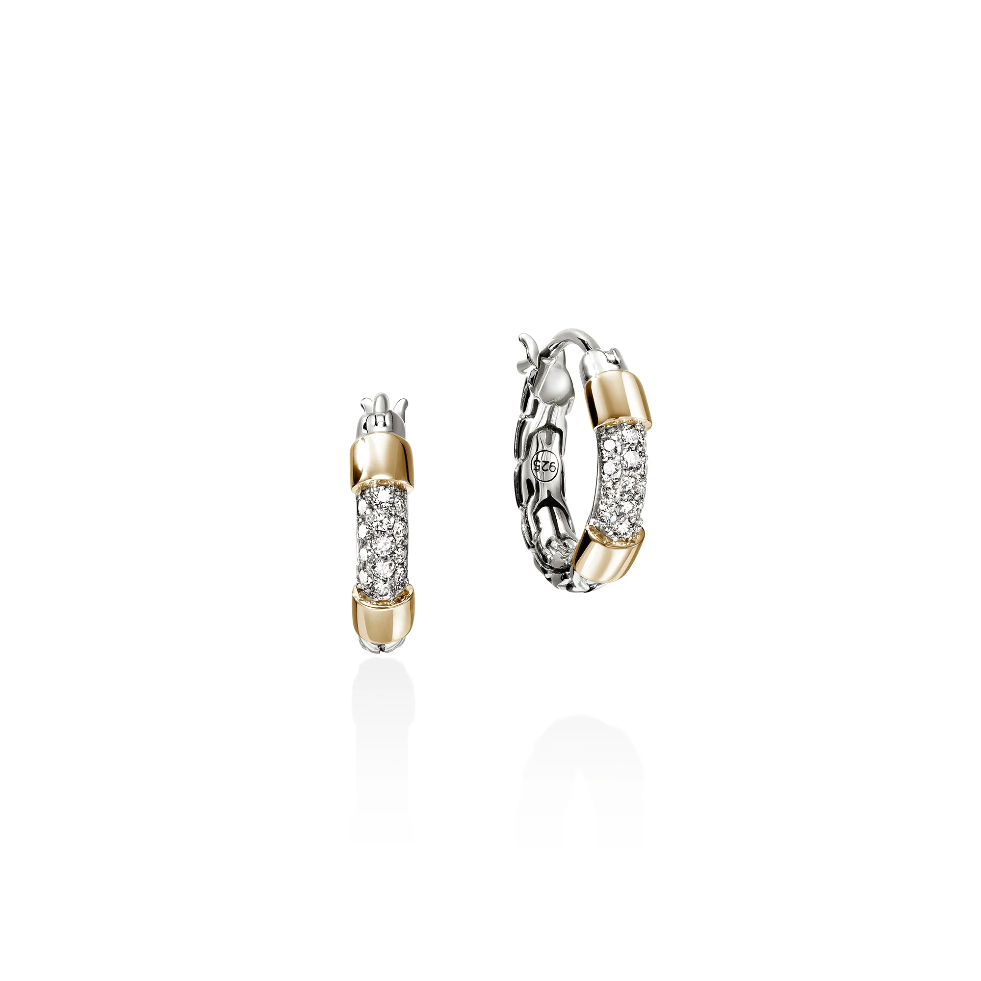 JH Essential Pave Hoop Earrings, Gold, Sterling Silver, Diamonds, 14.5MM|EZZP988672DI