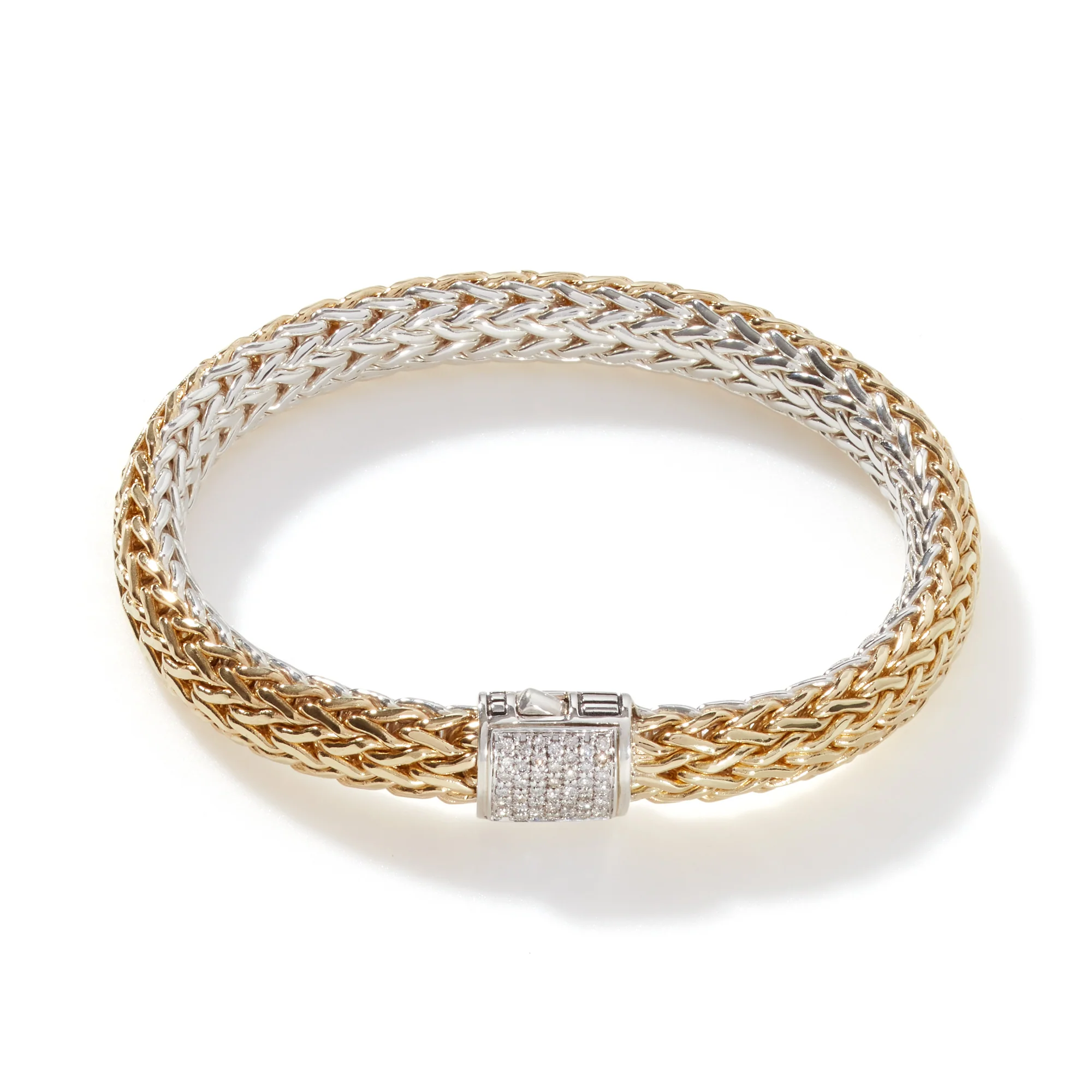 Icon Bracelet, Reversible, Gold, Sterling Silver, Diamonds, 7.5MM|BZP90402RVDI 1 Icon Bracelet, Reversible, Gold, Sterling Silver, Diamonds, 7.5MM|BZP90402RVDI