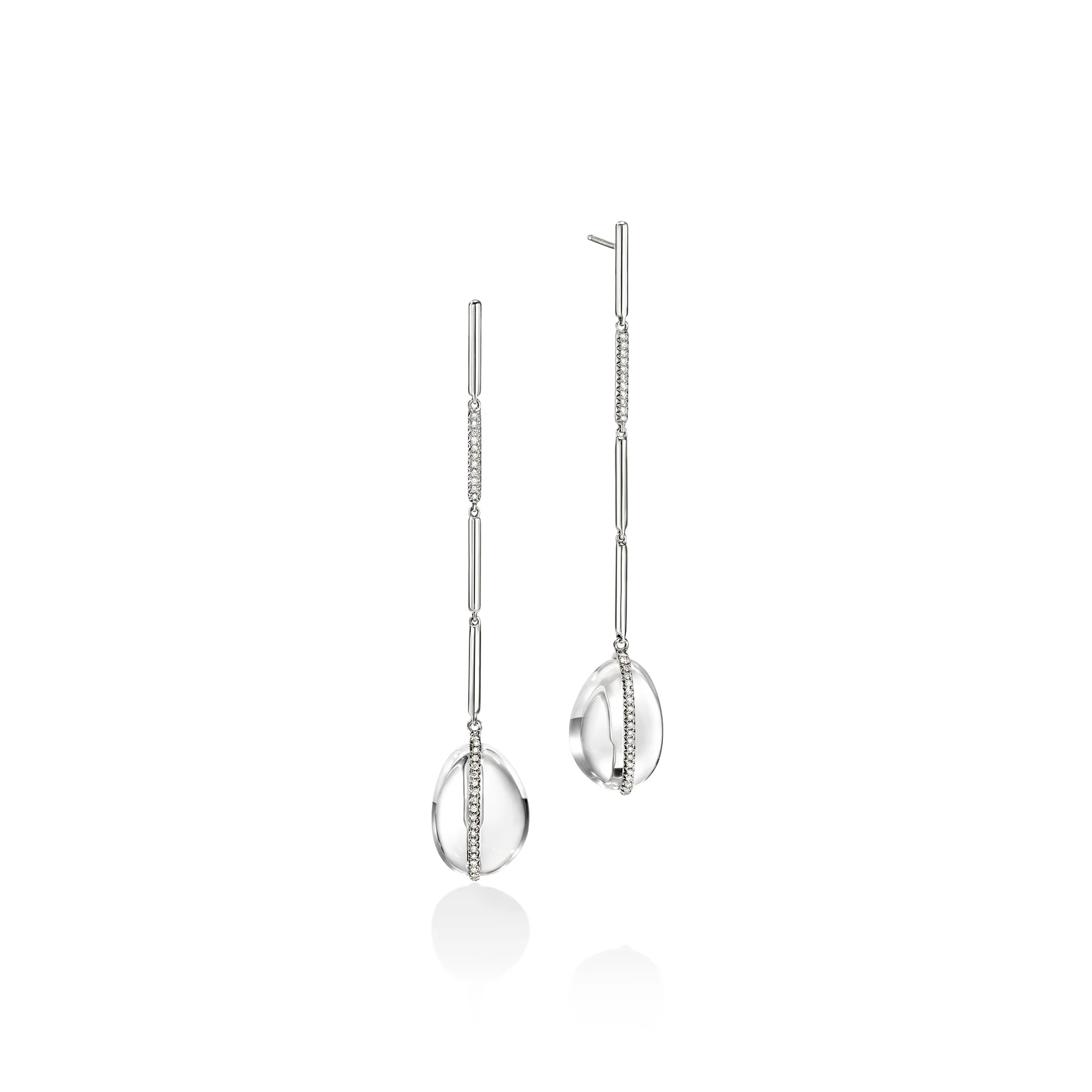 AC x JH Drop Earrings, Sterling Silver, Rock Crystal, Diamonds|EBS988781RCDI