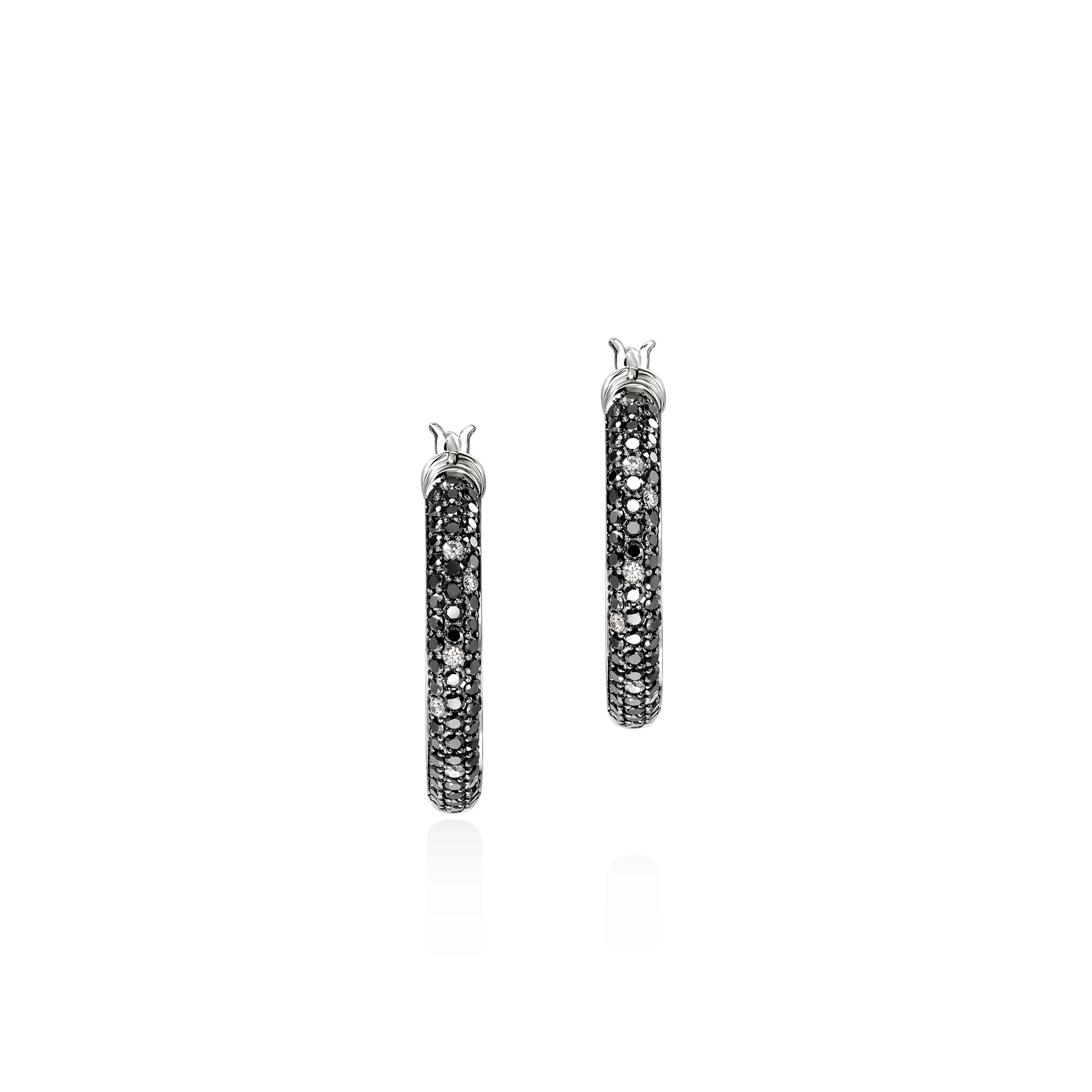JH Essentials Hoop Earring, Sterling Silver, Black Sand Diamond Pavé, 22.5MM|EBP987102MDI