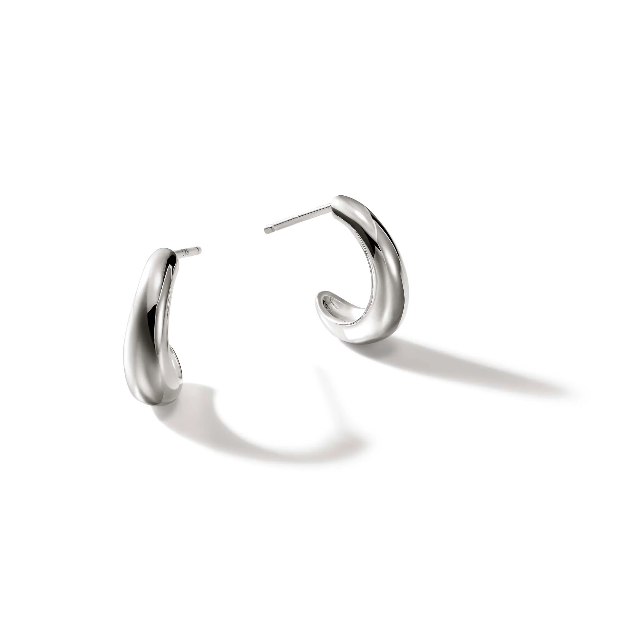 Surf J Hoop Earring, Sterling Silver, 15.5MM|EB901123