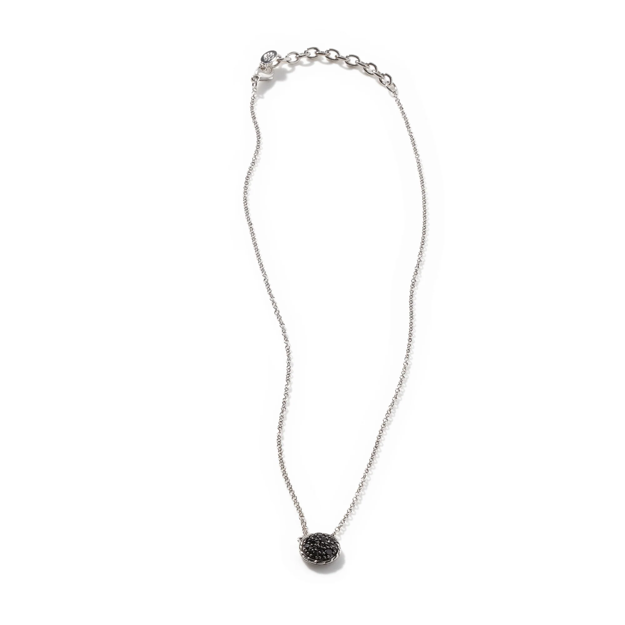 Carved Chain Pendant Necklace, Silver, Pavé|NBS903954BLSBN