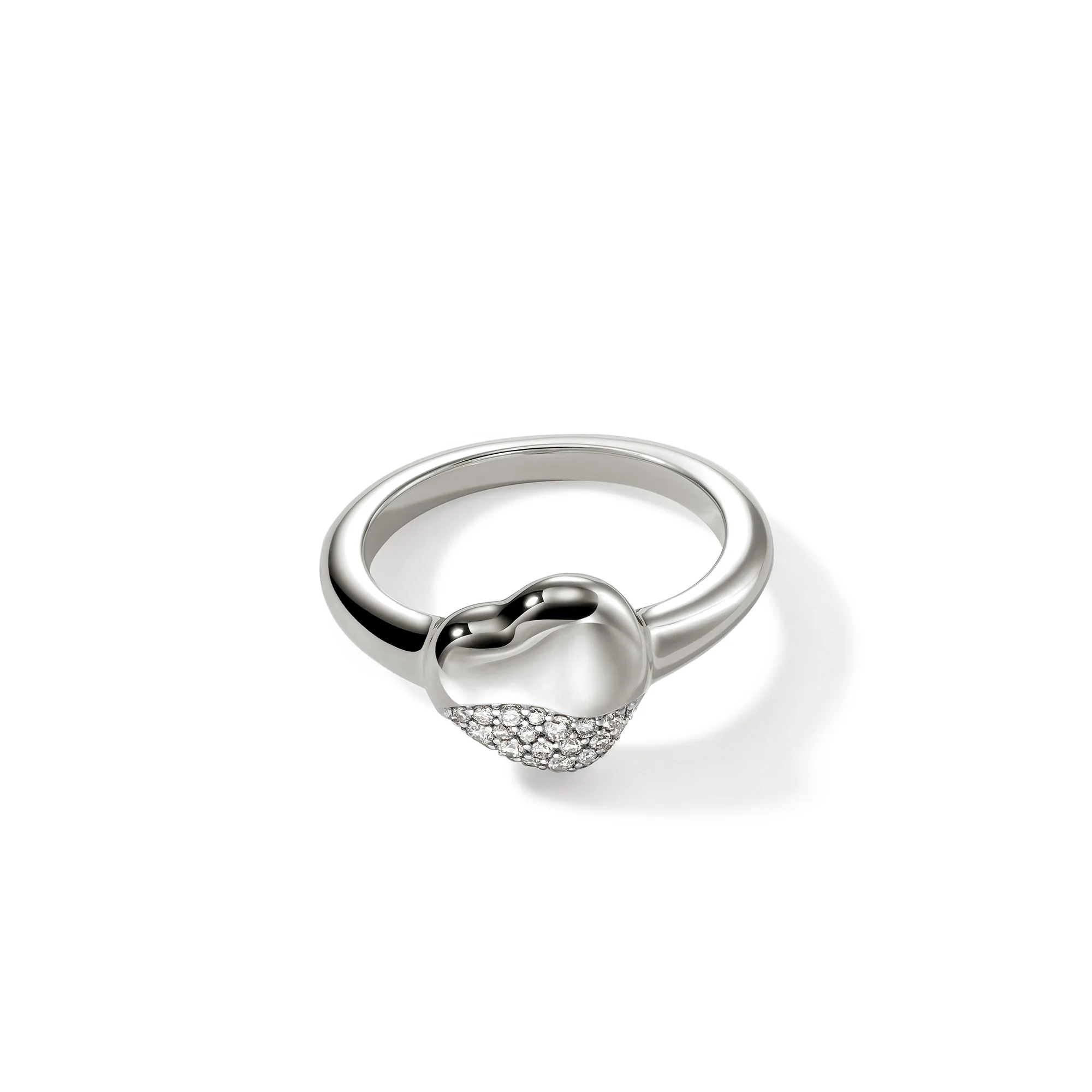 Pebble Heart Ring, Sterling Silver, Diamonds|RBP9012362DI 1 Pebble Heart Ring, Sterling Silver, Diamonds|RBP9012362DI