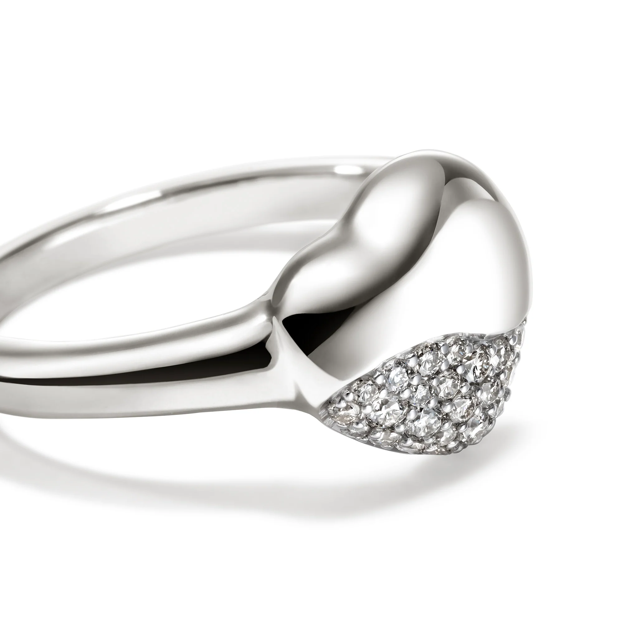 Pebble Heart Ring, Sterling Silver, Diamonds|RBP9012362DI 7 Pebble Heart Ring, Sterling Silver, Diamonds|RBP9012362DI